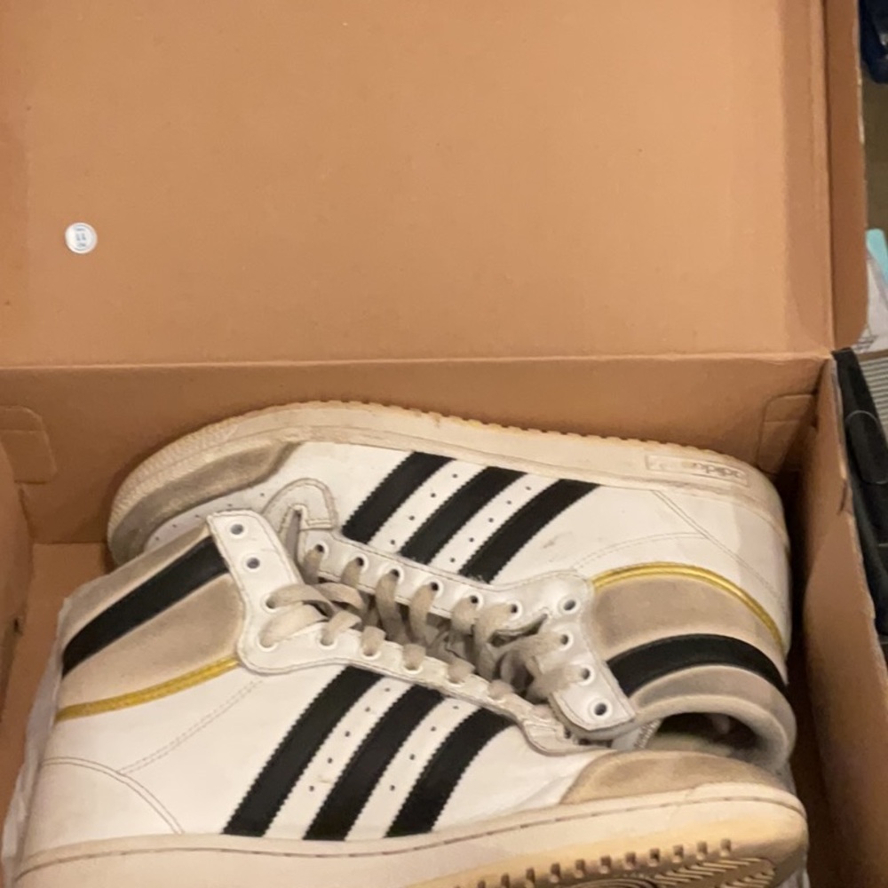 Adidas White and Black High-Top Sneakers